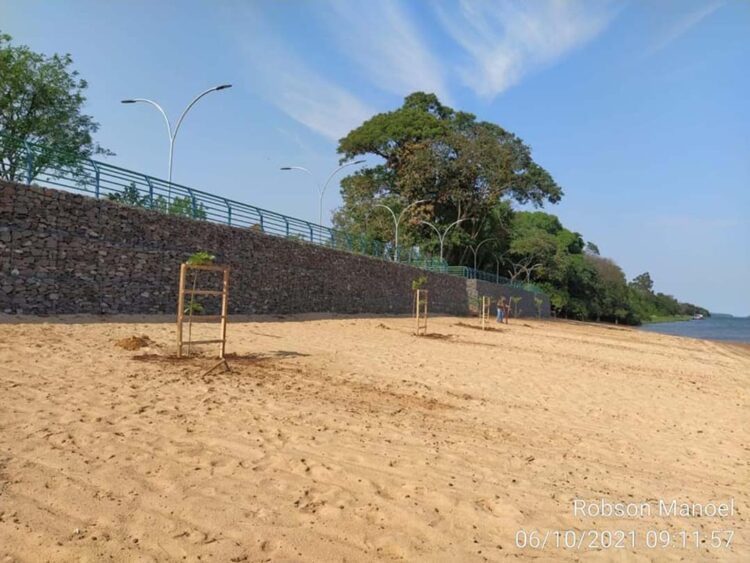 Limpeza e manutenção na orla do Porto Maringá