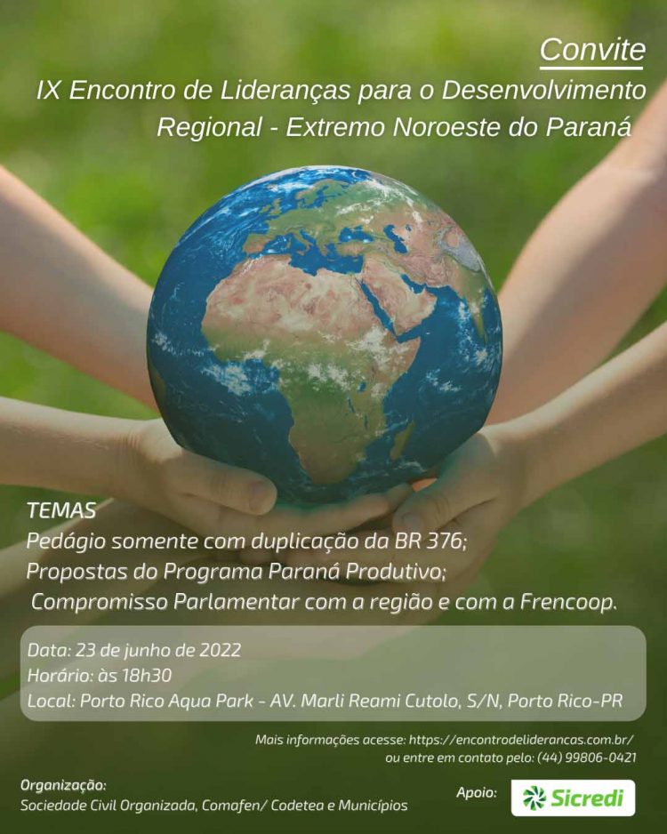 Encontro de Desenvolvimento Regional  será realizado em Porto Rico-PR