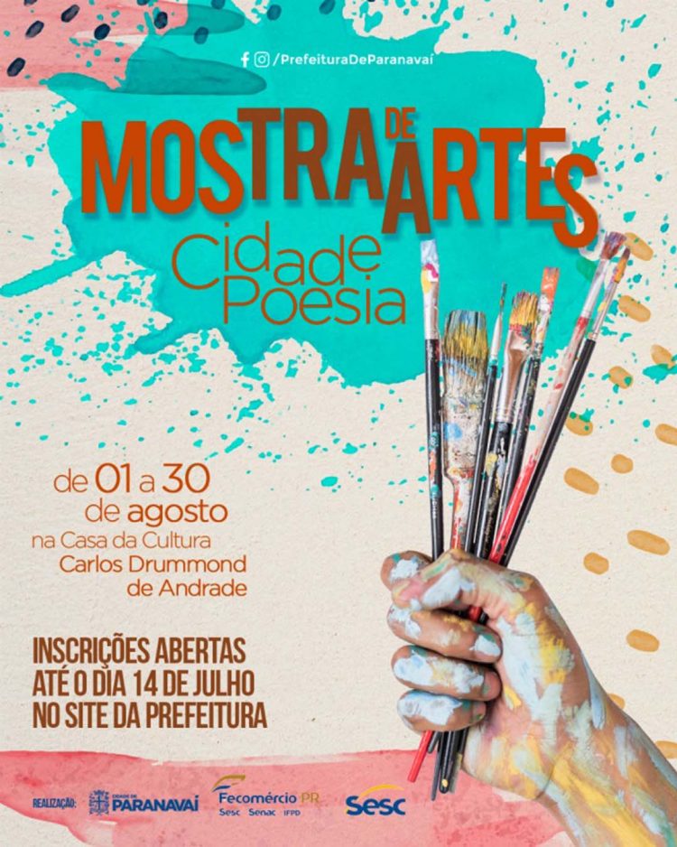 Inscrições de obras para a Mostra de Artes Cidade Poesia vão até 14 de julho