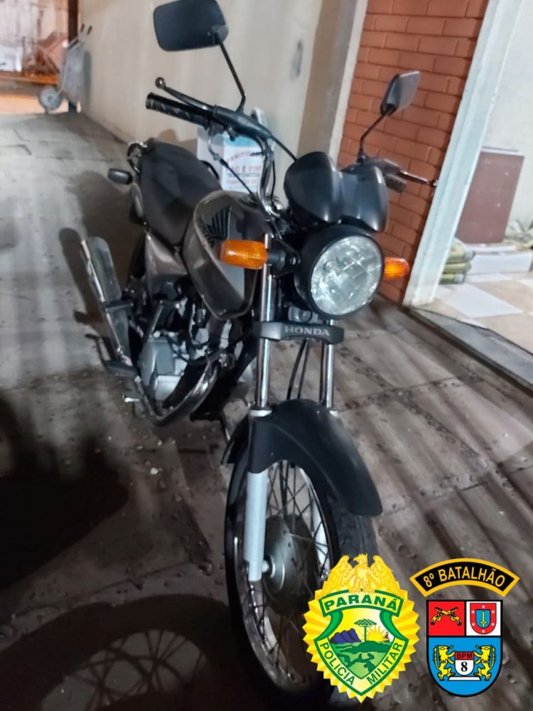 Após denúncias anônimas, PM localiza moto furtada no Jd. São Jorge