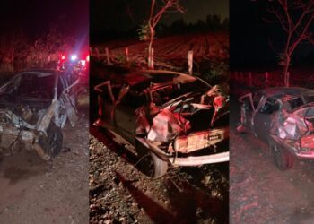 Motorista perde controle, capota e é lançado para fora do carro