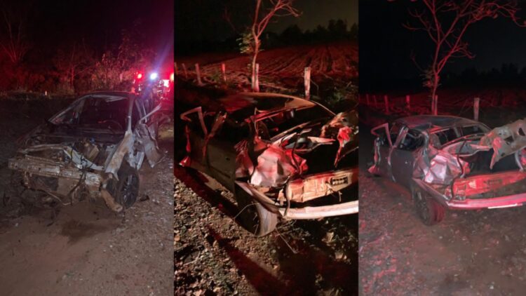 Motorista perde controle, capota e é lançado para fora do carro