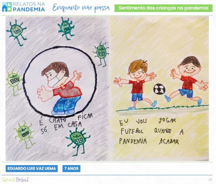 Crianças mostram com desenhos como foi passar por pandemia