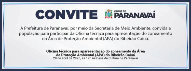 Município vai realizar oficina sobre zoneamento da APA do Ribeirão Caiuá
