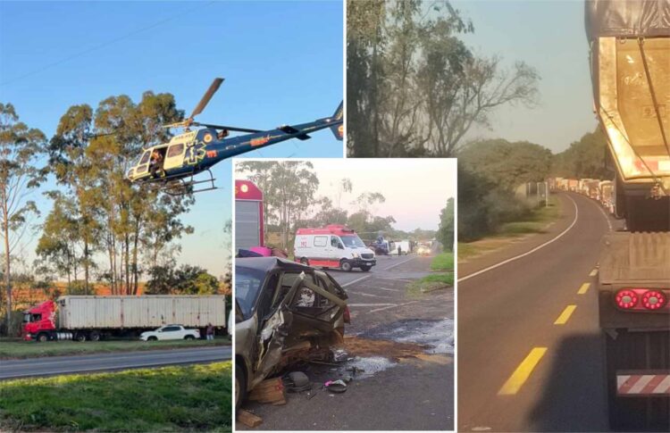 Mulher morre e outras duas ficam feridas em acidente no trevo de Guairaçá; BR-376 teve engarrafamento de aproximadamente 10 km