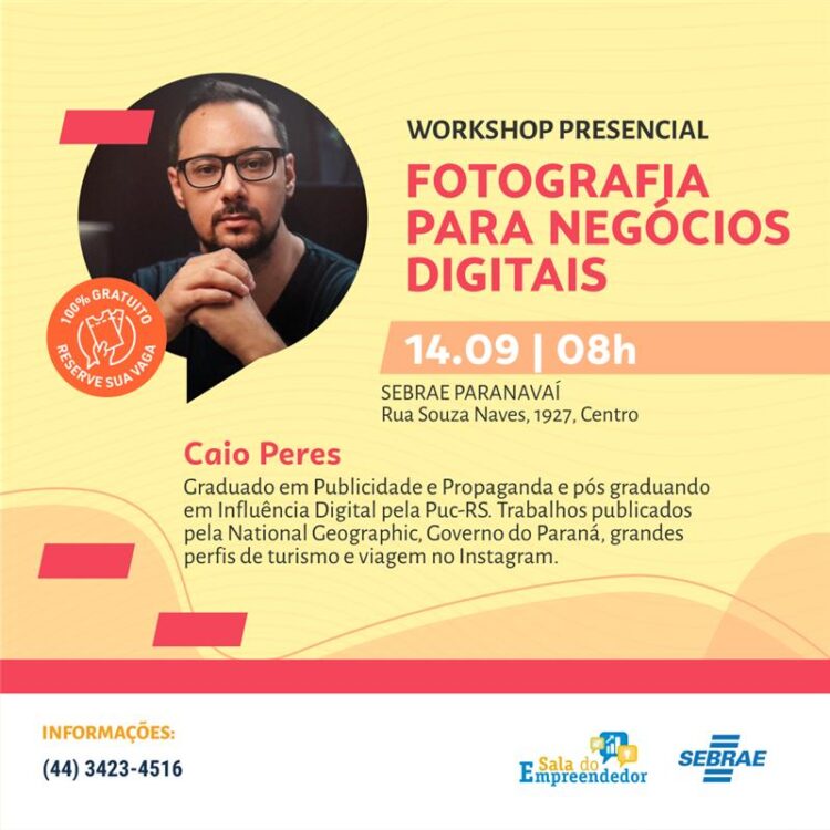 Município vai ofertar workshop gratuito de fotografia para negócios digitais