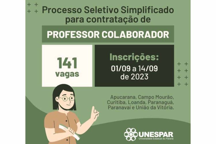 Inscrições para o processo que contratará 141 docentes na Unespar vão até quinta