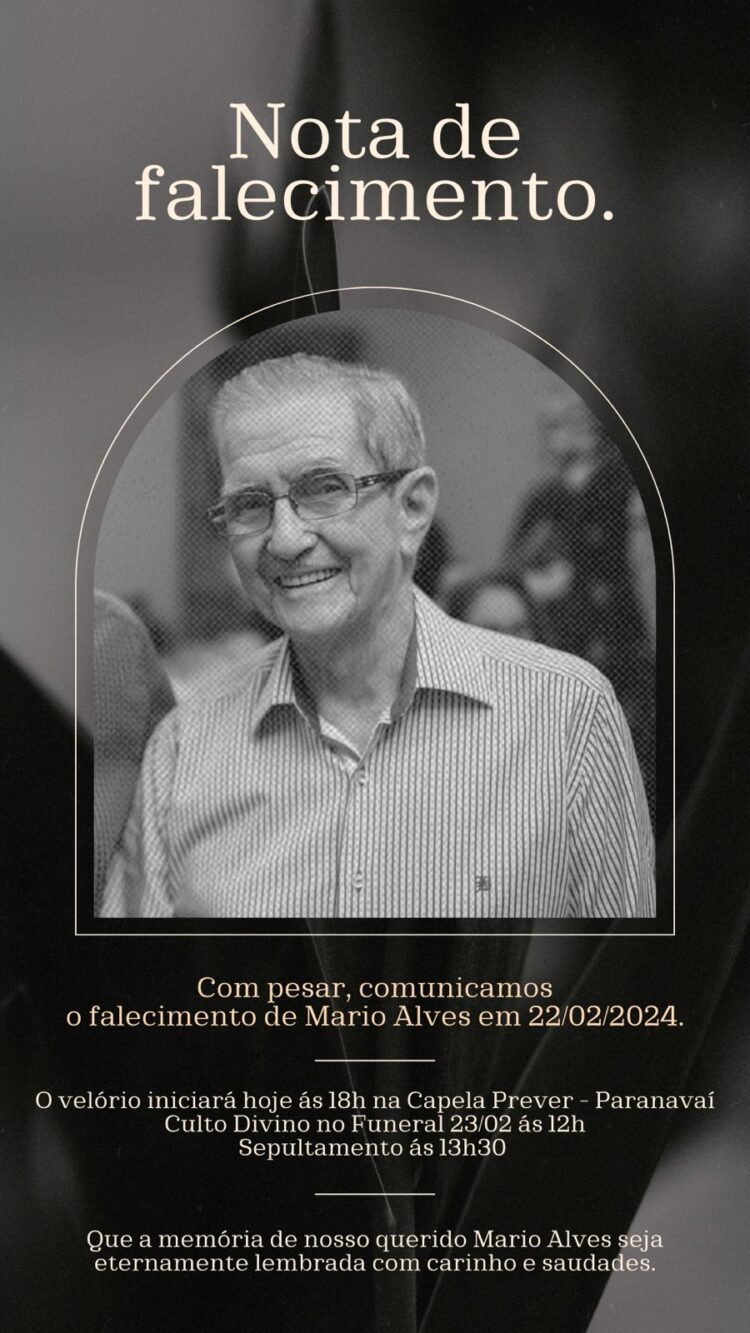 Nota de falecimento – Mario Alves