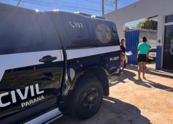 Mulher é presa por arremessar pedra na porta de vidro da delegacia de Terra Rica