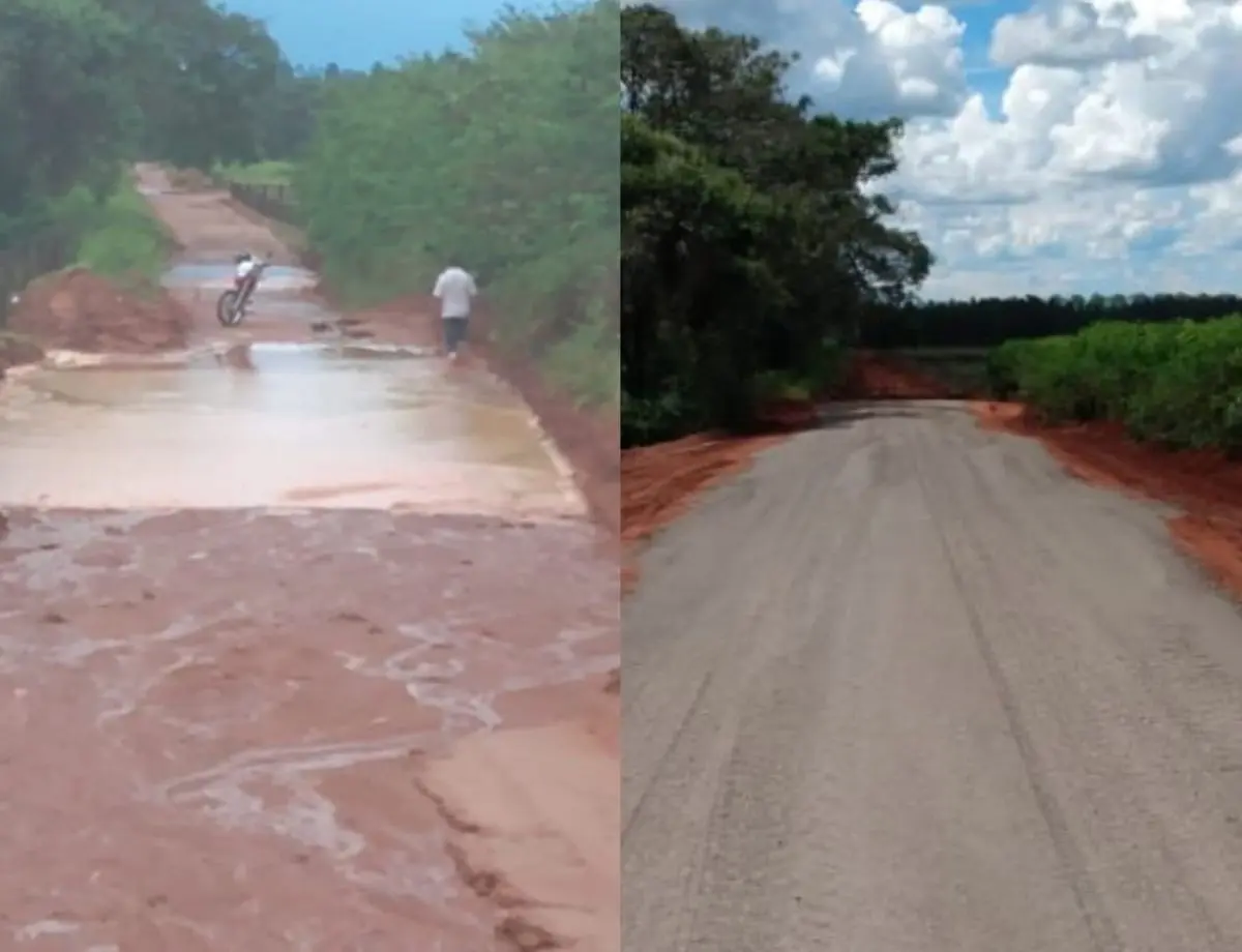 Secretaria de Agricultura de Paranavaí recupera trecho da Estrada Mirassol após chuvas