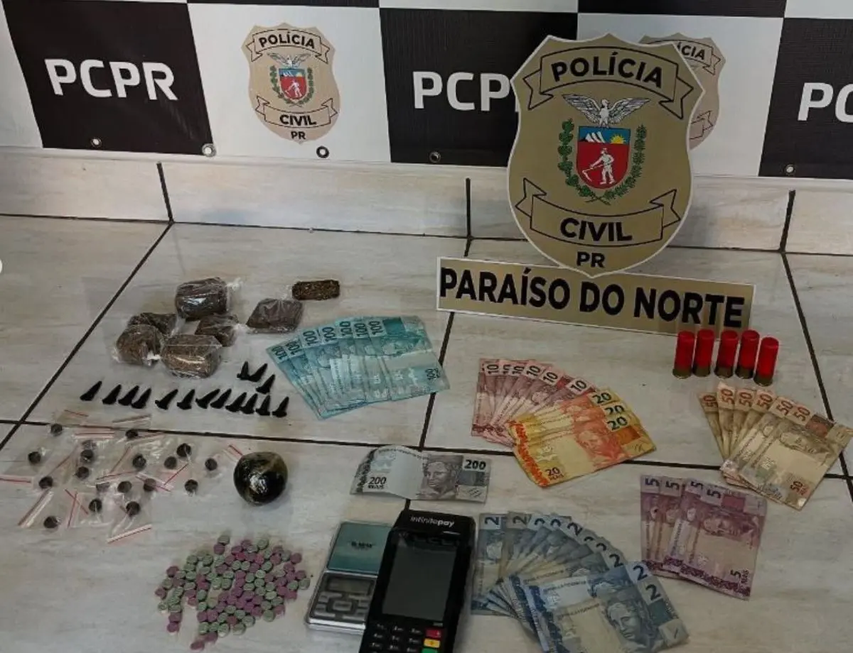 Polícia Civil prende em flagrante homem com drogas e munições em Paraíso do Norte