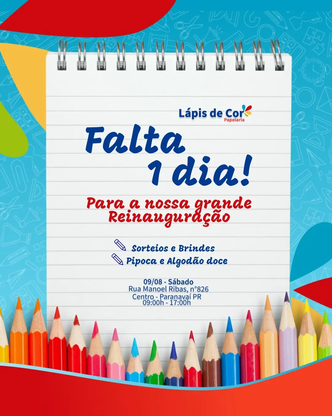 Lápis de Cor Papelaria reinaugura loja do Centro de Paranavaí, agora em novo endereço