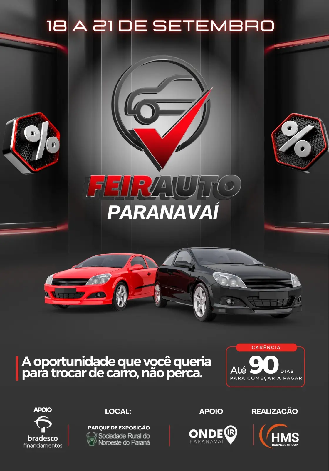 Feirão de veículos de Paranavaí oferece financiamento em até 60 vezes e 90 dias para começar a pagar