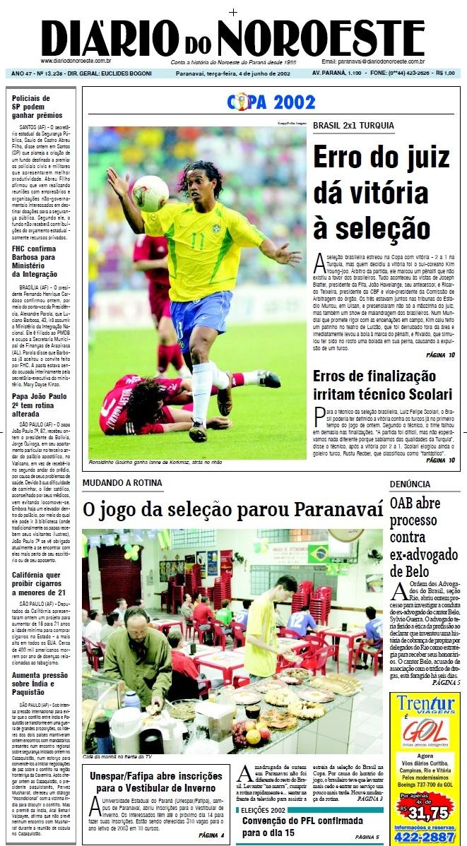 Principais notícias da terça-feira, 4 de junho de 2002